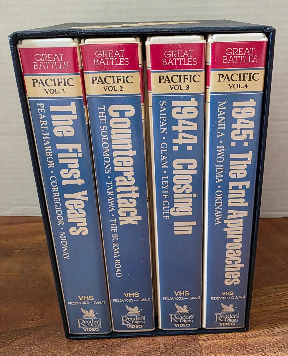 1987 Great Battles WWII Victory in Pacific 4 VHS Box Set Readers Digest Guide
